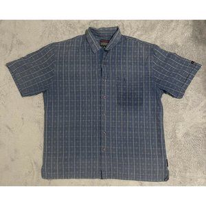 Men’s FUBU Vintage Blue XXL Plaid Short Sleeve Button Down Shirt